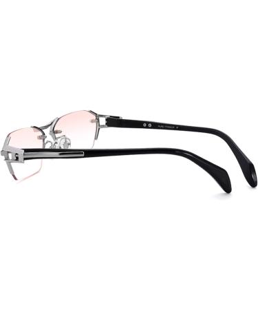 Slightly Frameless Tinted Titanium Reading Glasses for Men - Blue Light Filter Anti-Eye Load/UV Fashionable & Comfortable (Size: 1.0x) - Buy Online on GoSupps.com