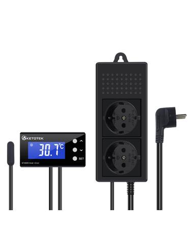 KetoTek Digital thermostat socket 230V with waterproof sensor KT4000 temperature controller socket socket thermostat for aquarium greenhouse heating and cooling kt4000 black - Buy Online on GoSupps.com