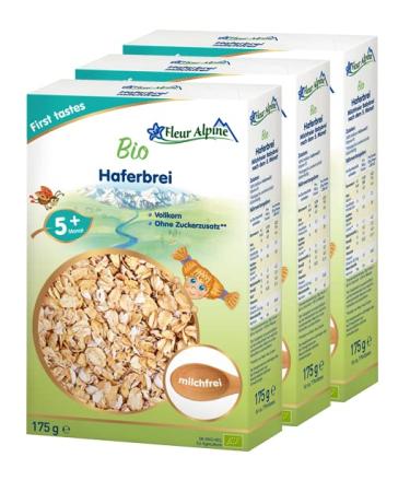 Fleur Alpine Bio Babybrei Hafer 3 Series Pack - evening porridge baby oatmeal |Nutritious porridge |Easy preparation |Cereal porridge 5+ months without adding sugar |3x7 portions oat 3 pieces - Buy Online on GoSupps.com