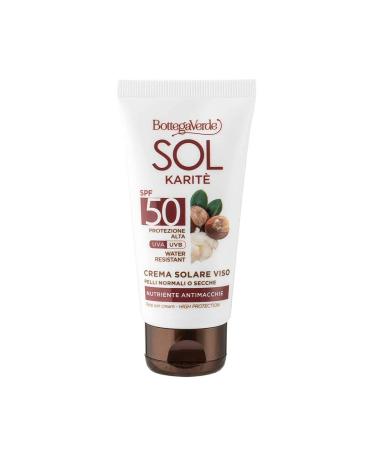 Bottega Verde Bottega Verde SOL Karite - Facial Sunscreen - Nourishing Anti-Dark Spot - With Shea Butter - High Protection SPF50 (50 ml) - Water Resistant - For Normal or Dry Skin