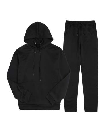 Hanxiulin men's training suit leisure suit men casual long sleeves sports jacket pants men training suit sports pants and training jacket black m
