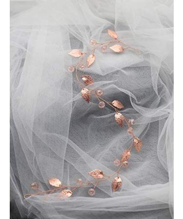 GraceWedding Bridal Jewelry | Vintage Red Gold Hair Accessories for Long Hair | Climbing Plants Design | 38 cm Crystal Rose Gold Hair Jewelry - Buy Online on GoSupps.com