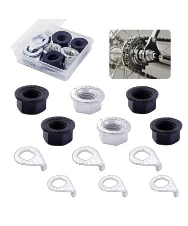 YINARONG VCCGY Bicycle Hub Flanged Axle Nut and Safety Washer Kit, 3 Size for Front and Back Bike Wheel