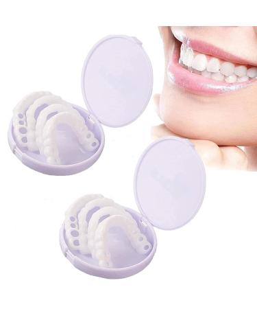 Fluktrix 2 pairs of artificial teeth temporary cosmetic dentures for upper and lower veneers self -confident smile artificial teeth made of silicone to brighten for men and women