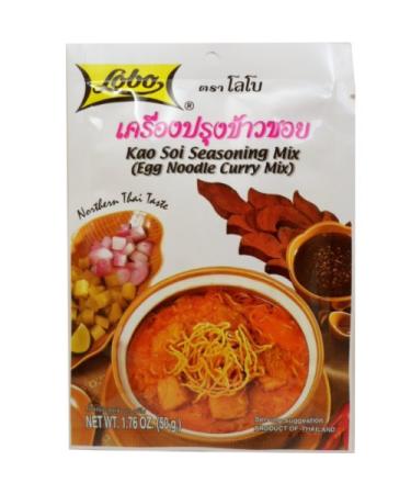 Lobo Kao Soi Seasoning Mix (Egg Noodle Curry Mix) Thai Herbal Food Net Wt 50g (1.76 Oz) X 5 Bags