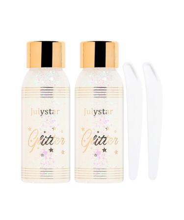2Pcs Liquid Glitter Eyeshadow Long Lasting Quick-Drying Gel-Based Eyeshadow For Glitter Gel Sequins Liquid Cosmetic Gel Liquid Eyeshadow Sparkling Shimmer Waterproof 30ml Type 1