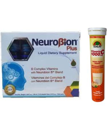 Neurobion Plus Liquid & Sunlife Vitamin C 1000mg Tablets | B Complex Blend | Orange Flavor | Immune System Support - Buy Online on GoSupps.com