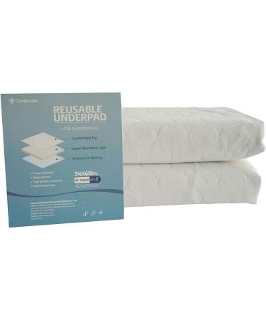 Careboree Pack of 2 Cotton Top-Layer Reusable Tuckable Underpads Incontinence Bed Pads Queen 34"X60" Washable 21" Wings White 34x60 Inch (Pack of 2) - Buy Online on GoSupps.com