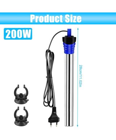 ABIEMUCE 200W Adjustable Aquarium Heater - 304 Stainless Steel Suction Cups Ideal for Fish Tanks (18-34 C 220V) - International Shipping - Buy Online on GoSupps.com
