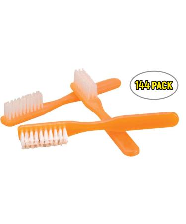 Dukal Orange Toothbrushes 144 Pack - Short Handle, Soft Bristles, Rounded Tips, Ideal for Sensitive Enamel - Individually Packaged - Buy Online on GoSupps.com