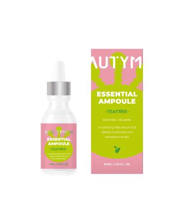 Essential Ampoule Facial Soothing Moisturizer for Irritated Uneven Skin Tone Korean Skin Care 30ml 1 fl.oz (Teatree (Soothing+Relaxing))