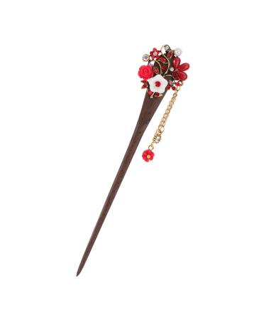 FRCOLOR Japanese Hair Chopsticks Vintage Hair Pin Rhinestone Hair Stick Chinese Hair Sticks Retro Hair Stick Tassel Hair Stick Flower Hair Chopsticks Japanese Hair Stick Bun Wooden Women's