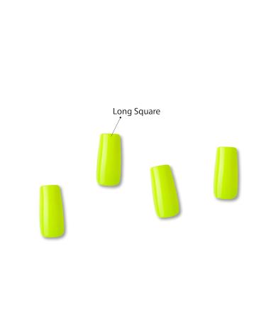 GoldFinger Neon Yellow False Nails Kit | Long Square Shape Fake Nails with Manicure Stick & Glue | Trendy Long-Lasting Glue-On Nails - Buy Online on GoSupps.com