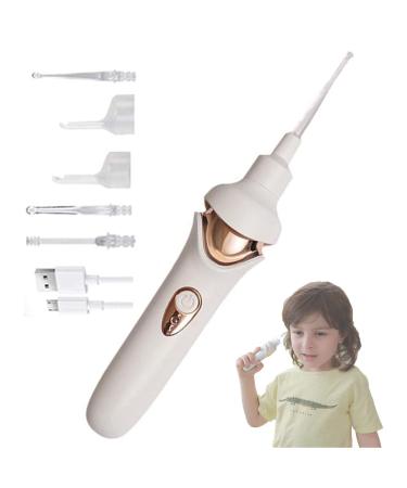 Ear Wax Removal USB Charging Ear Cleaning Tool with LED Lights Silicone Ear Scoop Vacuum Cleaner for Whole Family Electric Children's Ear Scoop White