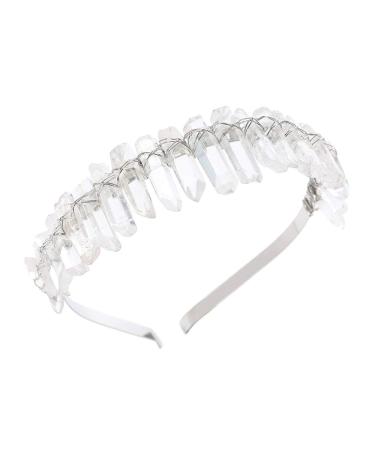 Crystal Quartz Rhinestone Tiara Headband for Women - Clear Mermaid Crown for Bride, Wedding Parties - Buy Online on GoSupps.com