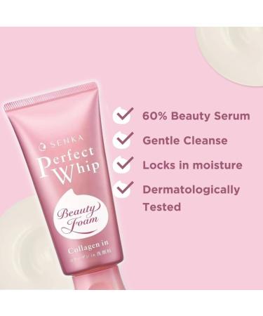Perfect Whip Collagen-in Beauty Foam Cleanser 120g - Anti-Aging Hydrating Foam for Dry Skin | Includes Free Hairband - Buy Online on GoSupps.com