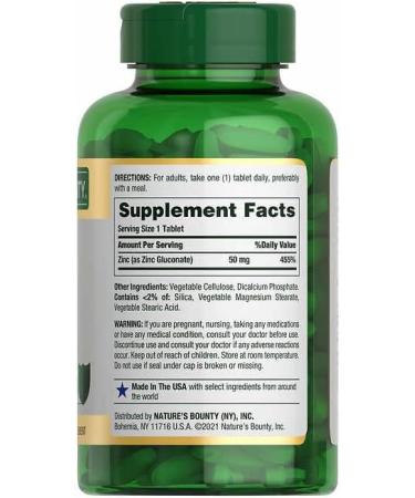 Buy Natures Bounty Zinc 50 mg - 400 Caplets + Travel Pill Organizer - 8 Compartment Portable Case in Khaki | International Shipping Available - Buy Online on GoSupps.com