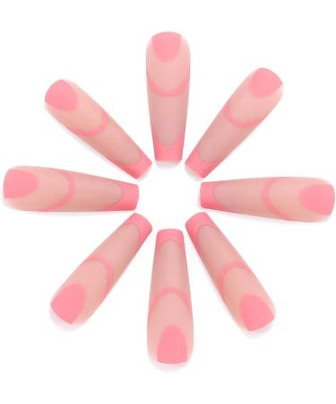 Coffin False Nails Press on Nails French Long Fake Nails Ballerina Acrylic Stick on Nails 24pcs for Women and Girls (Color : Pink Size : P) - Buy Online on GoSupps.com