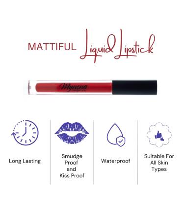 Mynena Hot Red Matte Liquid Lipstick - Long Lasting & Waterproof | Lola - Buy Online on GoSupps.com