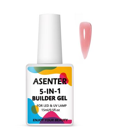 ASENTER 5 in 1 Builder Gels 15ML in a Bottle Clear Nude Pink Rubber Gel Nails Extension Gel Base Gel Nail Strengthener Hard Gel UV/LED Gel Nail Polish Gel for Broken Nails Repair