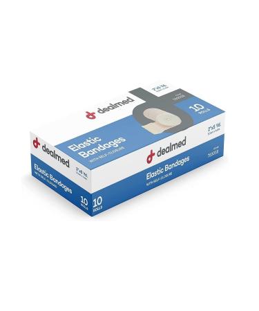 Dealmed 2 Elastic Bandage Wrap with Self-Closure 10 Elastic Bandages 5 Yards Stretched Compression Bandage Wrap Wound Care Product for First Aid Kit and Medical Facilities Pack of 10