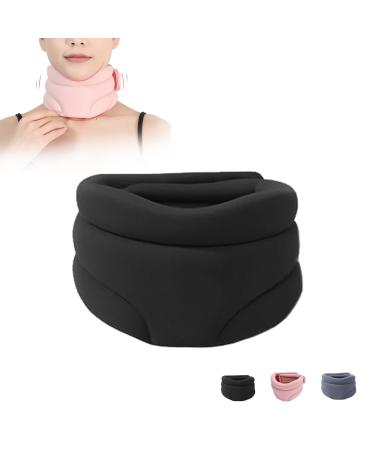 Neck Tension Reliever Neck Brace for Neck Pain and Support Soft Cervical Collars for Sleeping Support Neck Brace for Anti snoring and Neck Pain Support (Black)