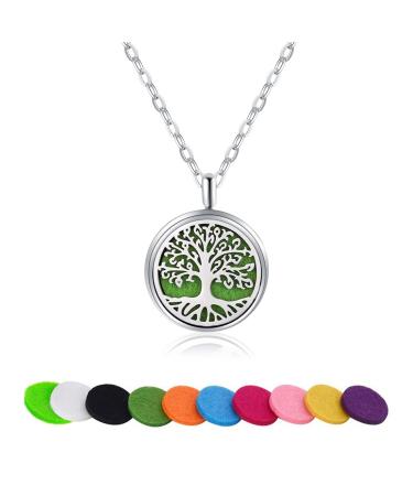 Aroma therapy chain aroma diffuser aromatherapy essential oil diffuser women necklace silver -plated tree of life trailer with 10 pieces of cotton seal gift for mother girlfriend