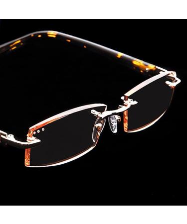 GHARAZ Diamond Cut Edge Blue Light Filter Reading Glasses for Women & Men - Frameless Fashion Computer Readers - Brown (Size: 1.5+) - Buy Online on GoSupps.com