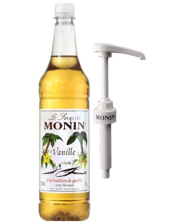 Monin Premium Coffee Syrup in Vanilla 1L Plastic Bottle & Monin Pump