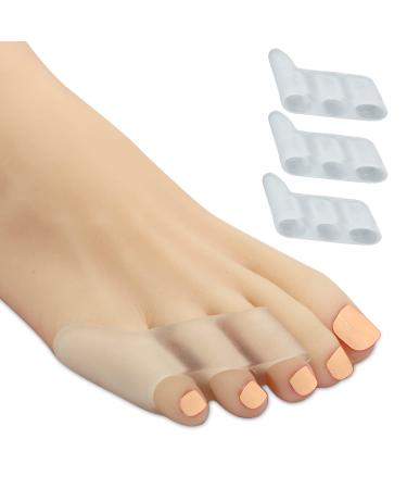 Zinyakon Gel 10 Pack of Little Toe Separators Triple Small Toe Spacers for Overlapping Toes Pinky Toe Separators and Protectors for Curled Toe Crooked Toe (Clear)