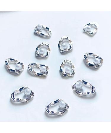 10pcs 3D Irregular Metal Frame Pearl Nail Charms for Acrylic Nails - Retro Pearls Alloy Nail Art Charms - Women Nail Supplies - Buy Online on GoSupps.com