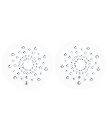 Ciieeo Rhinestone Nipple Covers Stickers: 1 Pair Glitter Sequins Pasties Sticky Boobs Bra Breast Petals Tattoo Nipple Tape Reusable Temporary Tattoos for Women Girls White