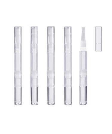 Islmlisa E-lishine 3 ml Transparent Twist Pens Empty Nail Oil Pen with Brush Tip Lip Gloss Container Applicators Growth Liquid Tube Set of 5