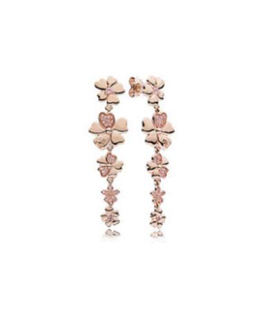 INEOUT New 100% 925 Sterling Silver Earrings Glittering Heart Signature Round Eardrop Rose Gold Ear Studs Charm (Color : 287114NPR)