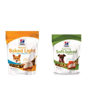 Hills Natural Baked Light Biscuits with Real Chicken + Hills Grain Free Soft-Baked Naturals Dog Treats with Chicken & Carrots