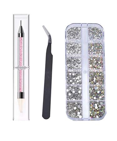 Nail crystals set 1500 pieces of rhinestones for nails 6 sizes glitter stones from street stones crystal-gemstones with pick-up tweezers rhinestones dotting pen for nails clothes handicrafts face