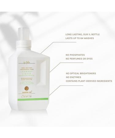 Nontre Laundry Liquid Concentrate - Fragrance-Free Non-Irritant & Phosphate-Free for Sensitive Skin - 1L (33.8 FL Oz - Buy Online on GoSupps.com