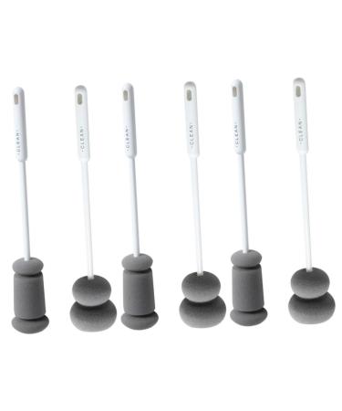 Solust 6 STK pacifier cleaner glass cleaning brush bottle brush with long handle kettle bottle brush cleaner baby bottle brush cup rotating white 1 piece (1 Pack) as shown x 3 pieces