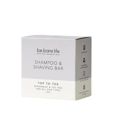 Be Bare Life Top To Toe Peppermint & Tea Tree Shampoo & Shaving Bar For All Hair Types 100g
