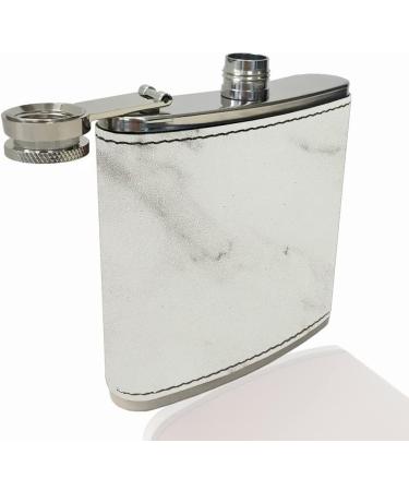 Personalized Faux Leather Flask with Route 66 California Design and Engraving - White Marble - Buy Online on GoSupps.com