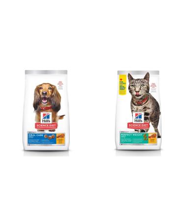 Hill's Science Diet Adult Oral Care Chicken Rice & Barley Recipe Dry Dog Food 15 lb Bag & Dry Cat Food Adult Perfect Weight Chicken Recipe 3 lb Bag 6.8 kg (Pack of 1) Dry Dog Food + Cat Food 3 lb Bag
