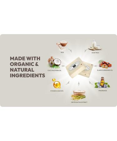 4pcs Handmade Rice Milk Soap Bar Set - Nourishing Coconut Oil Collagen & Vitamin E - Ideal for Hand Body & Face - 65g Each - Made in Thailand - Buy Online on GoSupps.com