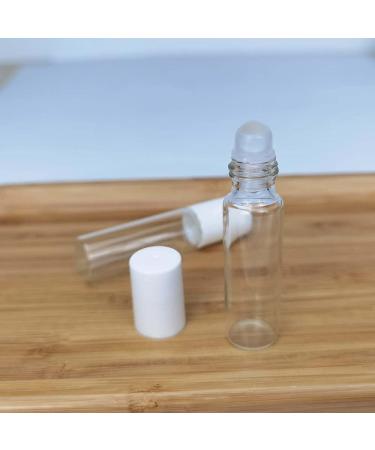 50 Pack 5ml Clear Roller Bottles with White Lids for Essential Oils & Travel - Glass Oil Rollers - Buy Online on GoSupps.com