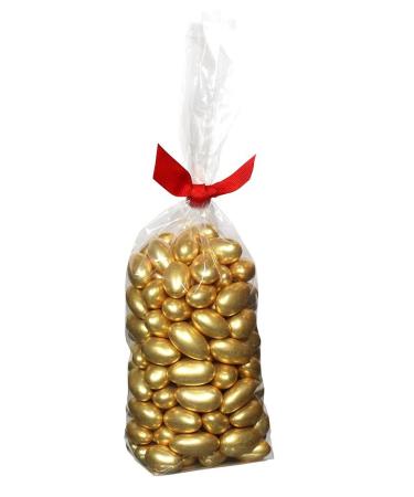 Rita Farhi Gold Sugared Almond Dragees in a Ribbon Gift Bag - 500g - Sugar Almond Sweets Gold Gift Bag