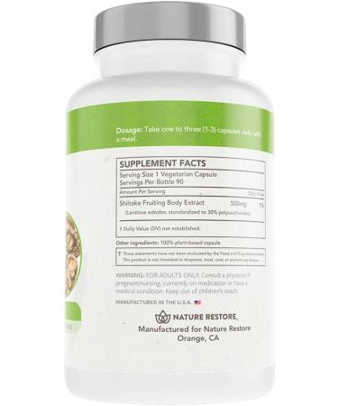 Shiitake Mushroom Supplement 90 Capsules | 30% Polysaccharides | Immune Support - Buy Online on GoSupps.com