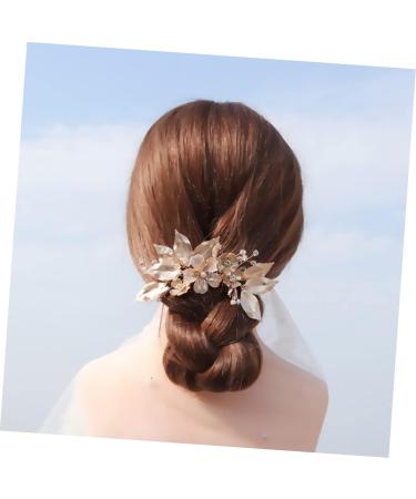 Housoutil Golden Flower Hair Comb Pearl Bead Hair Pins Bridal Hair Clip Bridal Hair Side Comb Hair Combs for Women Crystal Wedding Alloy Hair Comb Bride The Flowers Accessories - Buy Online on GoSupps.com
