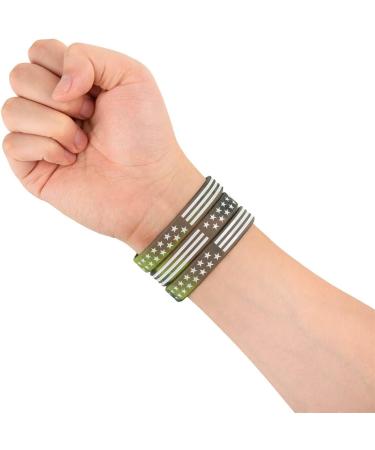 Buy Sainstone Camouflage Army Bracelet - Military Silicone with American Flag | Forest Camo Design for Patriots & Army Fans - Buy Online on GoSupps.com