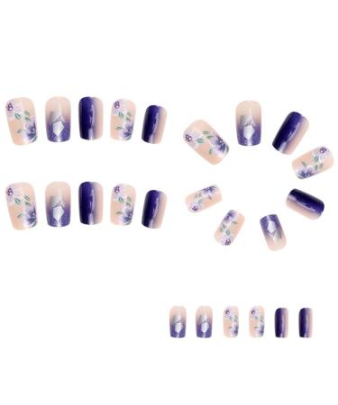 coserori Ice Blue Gradient Camellia Wearable Nails for Finished Art Finished Nails Perfect Style