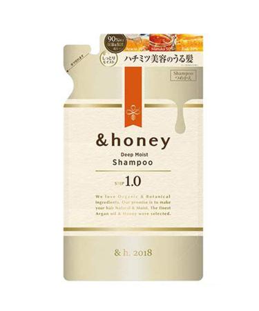 &honey Deep Moist Hair Shampoo Step1.0 (Moist Wash) Refill 350ml - Peony Honey Scent (Green Tea Set)