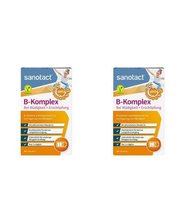 Sanotact B complex In the event of fatigue and exhaustion 40 anti-stress tablets High dose with magnesium vitamin B12 B6 B2 and pantothenic acid (pack with 2) 30 g (2 pack)